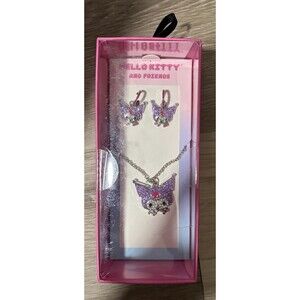 Hello Kitty Kuromi Necklace and Earring Set NIB